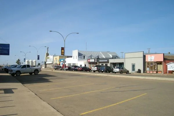 Aerial view of Daysland, Alberta — agricultural drone services by UAV AG